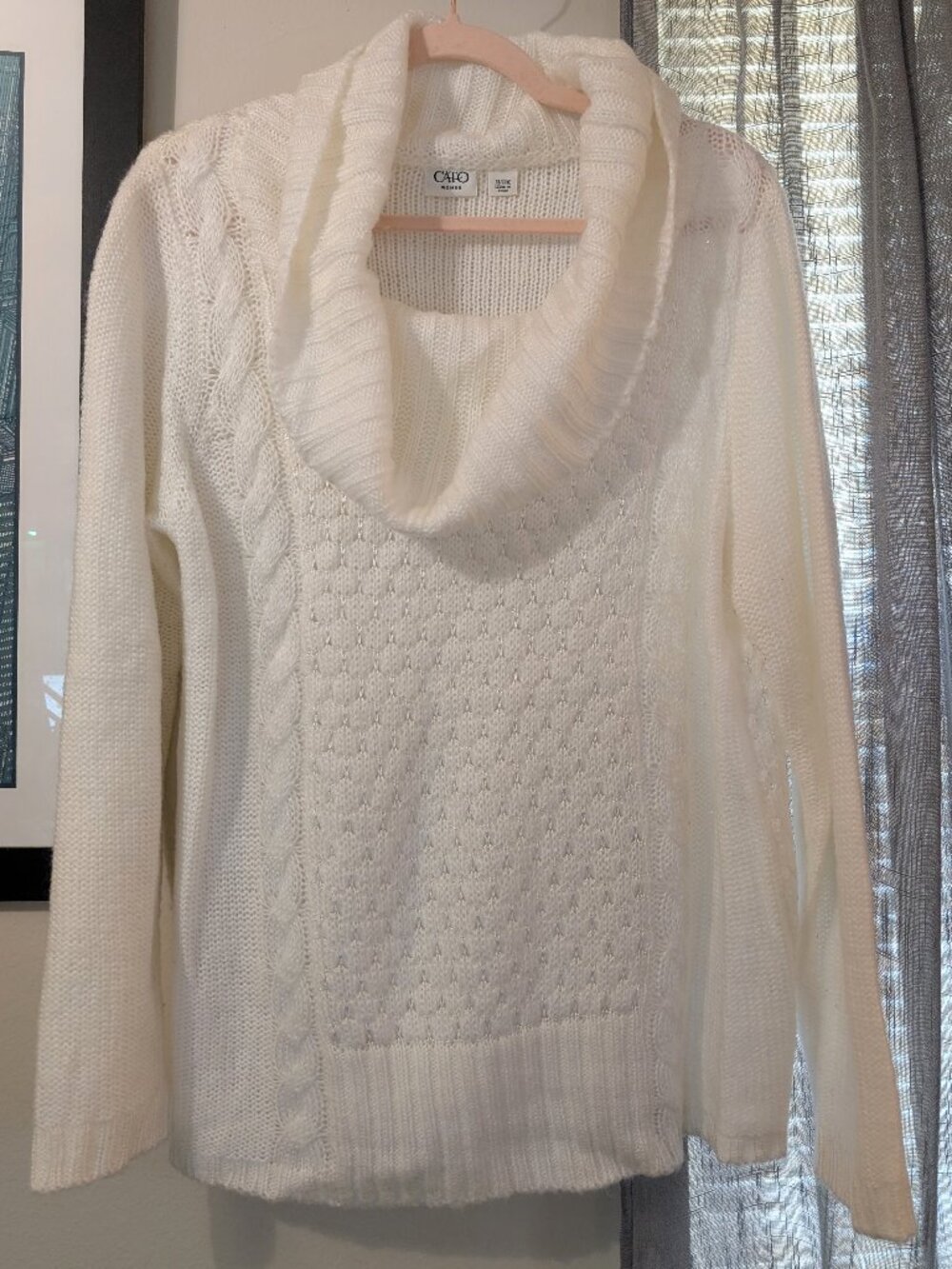 Cato Cowl Neck White Cream Soft Pullover Knit Sweater Size 18/20W
